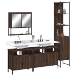 vidaXL Set mobilier de baie, 4 piese, stejar maro, lemn prelucrat vidaXL Set mobilier de baie, 4 piese, stejar maro, lemn prelucrat