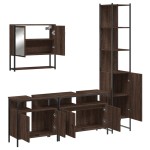 vidaXL Set mobilier de baie, 4 piese, stejar maro, lemn prelucrat vidaXL Set mobilier de baie, 4 piese, stejar maro, lemn prelucrat