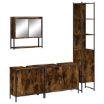vidaXL Set mobilier de baie, 4 piese, stejar fumuriu, lemn prelucrat