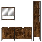 vidaXL Set mobilier de baie, 4 piese, stejar fumuriu, lemn prelucrat