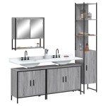 vidaXL Set mobilier de baie, 4 piese, gri sonoma, lemn prelucrat