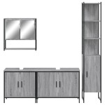vidaXL Set mobilier de baie, 4 piese, gri sonoma, lemn prelucrat
