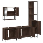 vidaXL Set mobilier de baie, 4 piese, stejar maro, lemn prelucrat