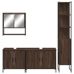 vidaXL Set mobilier de baie, 4 piese, stejar maro, lemn prelucrat