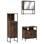 vidaXL Set mobilier de baie, 3 piese, stejar fumuriu, lemn prelucrat vidaXL Set mobilier de baie, 3 piese, stejar fumuriu, lemn prelucrat