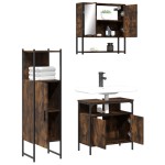 vidaXL Set mobilier de baie, 3 piese, stejar fumuriu, lemn prelucrat vidaXL Set mobilier de baie, 3 piese, stejar fumuriu, lemn prelucrat