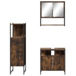 vidaXL Set mobilier de baie, 3 piese, stejar fumuriu, lemn prelucrat vidaXL Set mobilier de baie, 3 piese, stejar fumuriu, lemn prelucrat