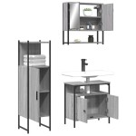 vidaXL Set mobilier de baie, 3 piese, gri sonoma, lemn prelucrat vidaXL Set mobilier de baie, 3 piese, gri sonoma, lemn prelucrat