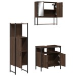 vidaXL Set mobilier de baie, 3 piese, stejar maro, lemn prelucrat