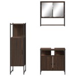 vidaXL Set mobilier de baie, 3 piese, stejar maro, lemn prelucrat