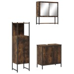 vidaXL Set mobilier de baie, 3 piese, stejar fumuriu, lemn prelucrat vidaXL Set mobilier de baie, 3 piese, stejar fumuriu, lemn prelucrat