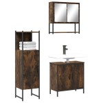 vidaXL Set mobilier de baie, 3 piese, stejar fumuriu, lemn prelucrat vidaXL Set mobilier de baie, 3 piese, stejar fumuriu, lemn prelucrat