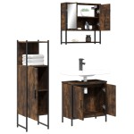 vidaXL Set mobilier de baie, 3 piese, stejar fumuriu, lemn prelucrat vidaXL Set mobilier de baie, 3 piese, stejar fumuriu, lemn prelucrat