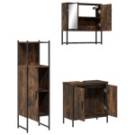 vidaXL Set mobilier de baie, 3 piese, stejar fumuriu, lemn prelucrat vidaXL Set mobilier de baie, 3 piese, stejar fumuriu, lemn prelucrat