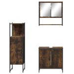 vidaXL Set mobilier de baie, 3 piese, stejar fumuriu, lemn prelucrat vidaXL Set mobilier de baie, 3 piese, stejar fumuriu, lemn prelucrat