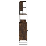 vidaXL Set mobilier de baie, 4 piese, stejar fumuriu, lemn prelucrat