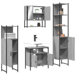 vidaXL Set mobilier de baie, 4 piese, gri sonoma, lemn prelucrat