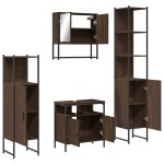 vidaXL Set mobilier de baie, 4 piese, stejar maro, lemn prelucrat