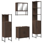 vidaXL Set mobilier de baie, 4 piese, stejar maro, lemn prelucrat