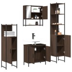 vidaXL Set mobilier de baie, 4 piese, stejar maro, lemn prelucrat