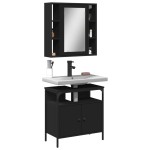 vidaXL Set mobilier de baie, 2 piese, negru, lemn compozit vidaXL Set mobilier de baie, 2 piese, negru, lemn compozit