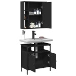 vidaXL Set mobilier de baie, 2 piese, negru, lemn compozit vidaXL Set mobilier de baie, 2 piese, negru, lemn compozit
