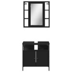 vidaXL Set mobilier de baie, 2 piese, negru, lemn compozit vidaXL Set mobilier de baie, 2 piese, negru, lemn compozit