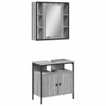 vidaXL Set mobilier de baie, 2 piese, gri sonoma, lemn prelucrat vidaXL Set mobilier de baie, 2 piese, gri sonoma, lemn prelucrat