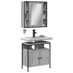vidaXL Set mobilier de baie, 2 piese, gri sonoma, lemn prelucrat vidaXL Set mobilier de baie, 2 piese, gri sonoma, lemn prelucrat
