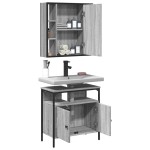 vidaXL Set mobilier de baie, 2 piese, gri sonoma, lemn prelucrat vidaXL Set mobilier de baie, 2 piese, gri sonoma, lemn prelucrat