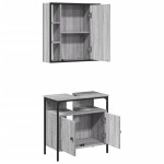 vidaXL Set mobilier de baie, 2 piese, gri sonoma, lemn prelucrat vidaXL Set mobilier de baie, 2 piese, gri sonoma, lemn prelucrat
