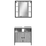 vidaXL Set mobilier de baie, 2 piese, gri sonoma, lemn prelucrat vidaXL Set mobilier de baie, 2 piese, gri sonoma, lemn prelucrat