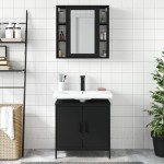 vidaXL Set mobilier de baie, 2 piese, negru, lemn compozit vidaXL Set mobilier de baie, 2 piese, negru, lemn compozit