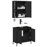 vidaXL Set mobilier de baie, 2 piese, negru, lemn compozit vidaXL Set mobilier de baie, 2 piese, negru, lemn compozit