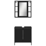 vidaXL Set mobilier de baie, 2 piese, negru, lemn compozit vidaXL Set mobilier de baie, 2 piese, negru, lemn compozit