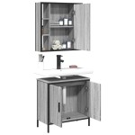 vidaXL Set mobilier de baie, 2 piese, gri sonoma, lemn prelucrat vidaXL Set mobilier de baie, 2 piese, gri sonoma, lemn prelucrat