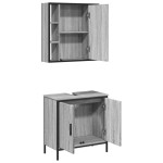vidaXL Set mobilier de baie, 2 piese, gri sonoma, lemn prelucrat vidaXL Set mobilier de baie, 2 piese, gri sonoma, lemn prelucrat