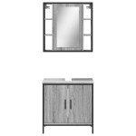 vidaXL Set mobilier de baie, 2 piese, gri sonoma, lemn prelucrat vidaXL Set mobilier de baie, 2 piese, gri sonoma, lemn prelucrat
