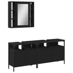 vidaXL Set dulapuri de baie, 3 piese, negru, lemn prelucrat vidaXL Set dulapuri de baie, 3 piese, negru, lemn prelucrat