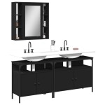 vidaXL Set dulapuri de baie, 3 piese, negru, lemn prelucrat vidaXL Set dulapuri de baie, 3 piese, negru, lemn prelucrat