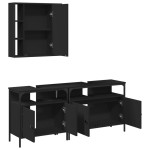 vidaXL Set dulapuri de baie, 3 piese, negru, lemn prelucrat vidaXL Set dulapuri de baie, 3 piese, negru, lemn prelucrat