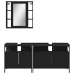 vidaXL Set dulapuri de baie, 3 piese, negru, lemn prelucrat vidaXL Set dulapuri de baie, 3 piese, negru, lemn prelucrat