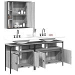 vidaXL Set dulapuri de baie, 3 piese, gri sonoma, lemn prelucrat vidaXL Set dulapuri de baie, 3 piese, gri sonoma, lemn prelucrat