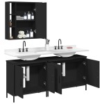 vidaXL Set dulapuri de baie, 3 piese, negru, lemn prelucrat vidaXL Set dulapuri de baie, 3 piese, negru, lemn prelucrat