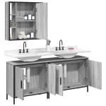 vidaXL Set dulapuri de baie, 3 piese, gri sonoma, lemn prelucrat vidaXL Set dulapuri de baie, 3 piese, gri sonoma, lemn prelucrat