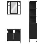 vidaXL Set dulapuri de baie, 3 piese, negru, lemn prelucrat vidaXL Set dulapuri de baie, 3 piese, negru, lemn prelucrat