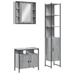vidaXL Set dulapuri de baie, 3 piese, gri sonoma, lemn prelucrat vidaXL Set dulapuri de baie, 3 piese, gri sonoma, lemn prelucrat