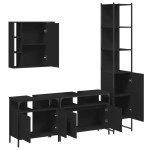 vidaXL Set dulapuri de baie, 4 piese, negru, lemn prelucrat vidaXL Set dulapuri de baie, 4 piese, negru, lemn prelucrat