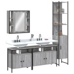vidaXL Set dulapuri de baie, 4 piese, gri sonoma, lemn prelucrat vidaXL Set dulapuri de baie, 4 piese, gri sonoma, lemn prelucrat