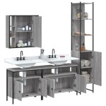 vidaXL Set dulapuri de baie, 4 piese, gri sonoma, lemn prelucrat vidaXL Set dulapuri de baie, 4 piese, gri sonoma, lemn prelucrat